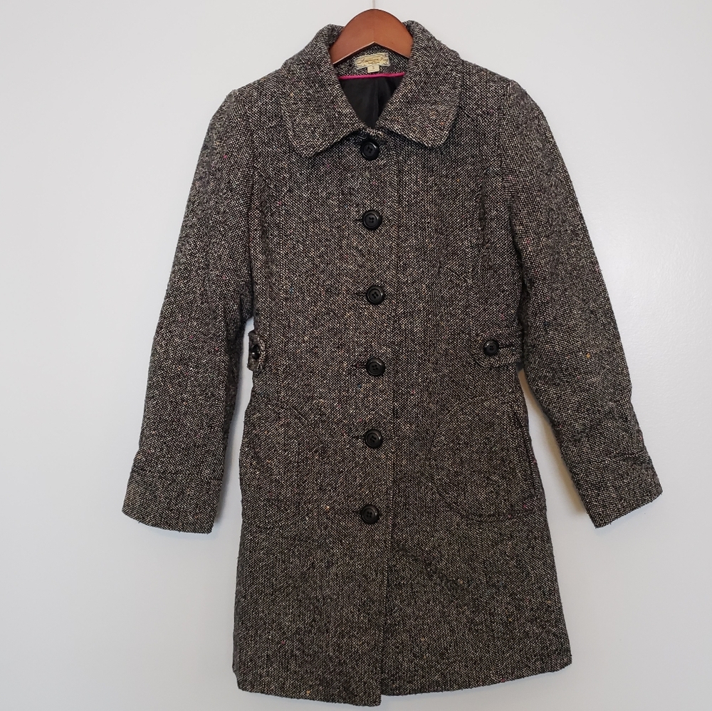 ⭐American Rag Grey & White Color Pop Wool Blend Button Up Pea Coat Size Small